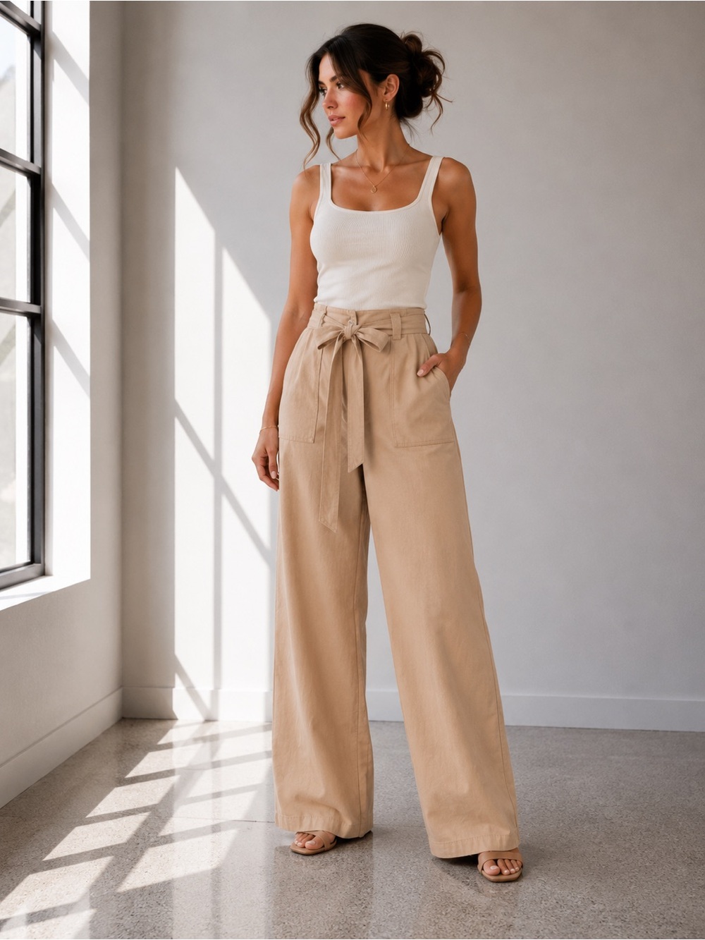 501. Sahara Linen Wide Leg Pants in Taupe